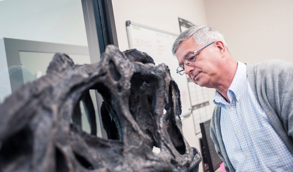 Dr. Andrew Snelling at Allosaur Skull Scan