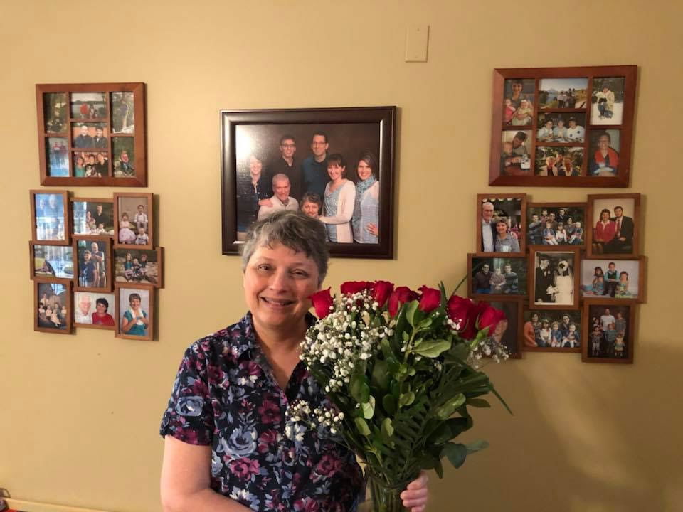 Mally with her Valentine’s Day roses