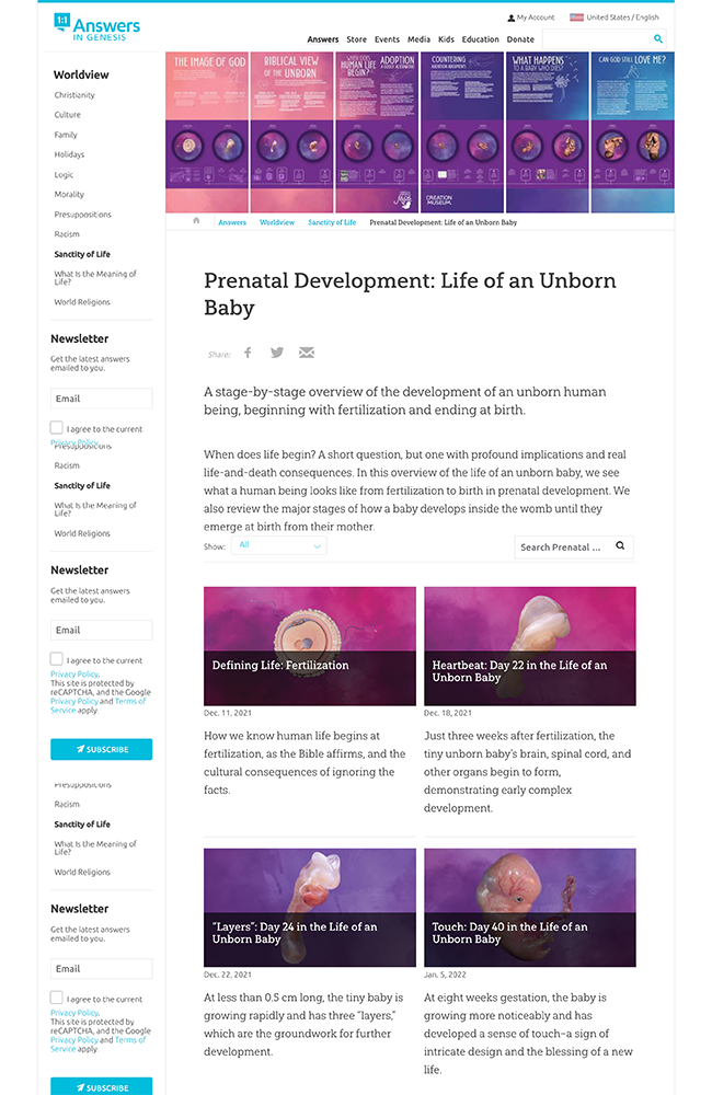 Prenatal Development Page Screenshot