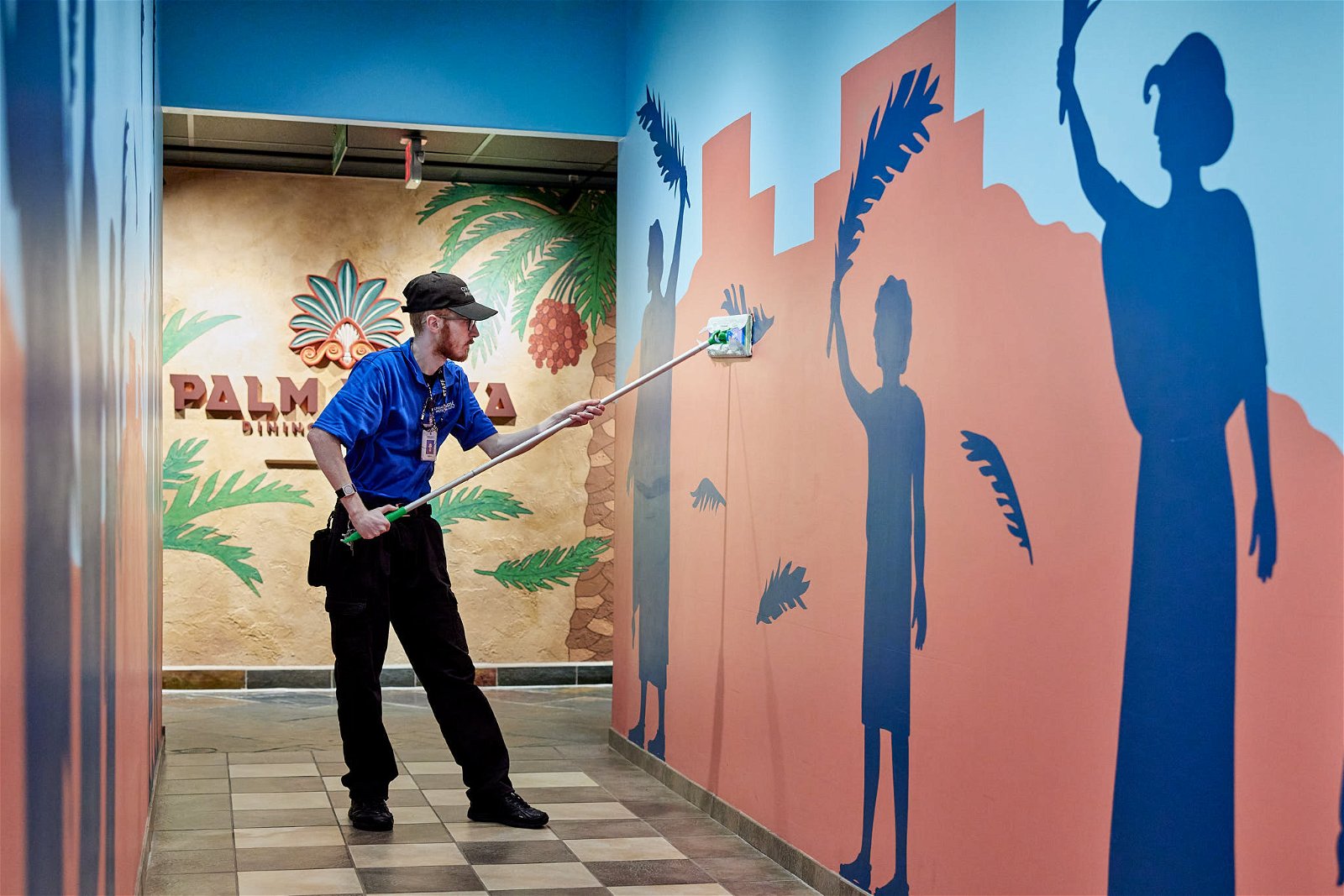 Dusting walls at the Creation Museum