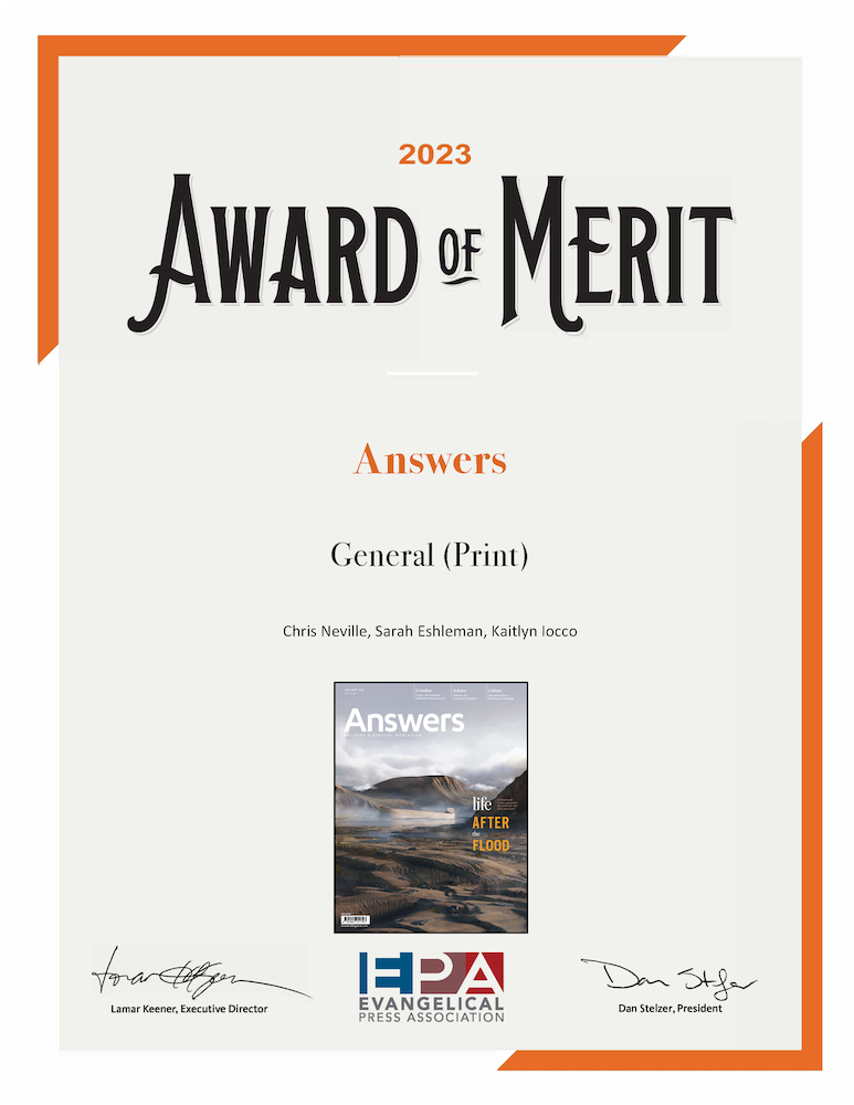 Answers Magazine General (Print) Award of Merit