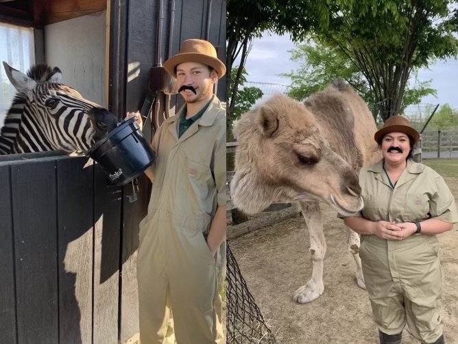 Zookeeper with fake mustache