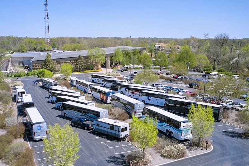 Creation Museum parking lot full of buses