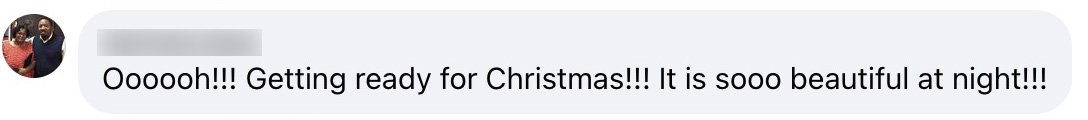 Facebook comment about Christmas coming