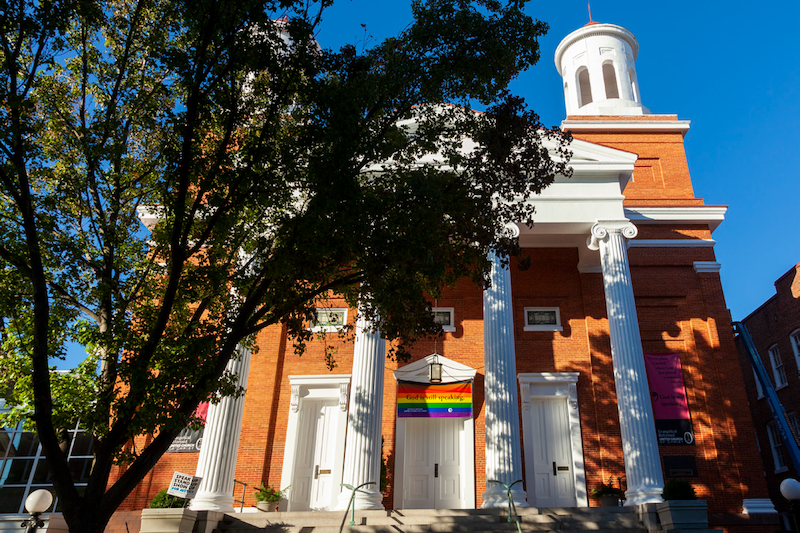 LGBT banner on church
