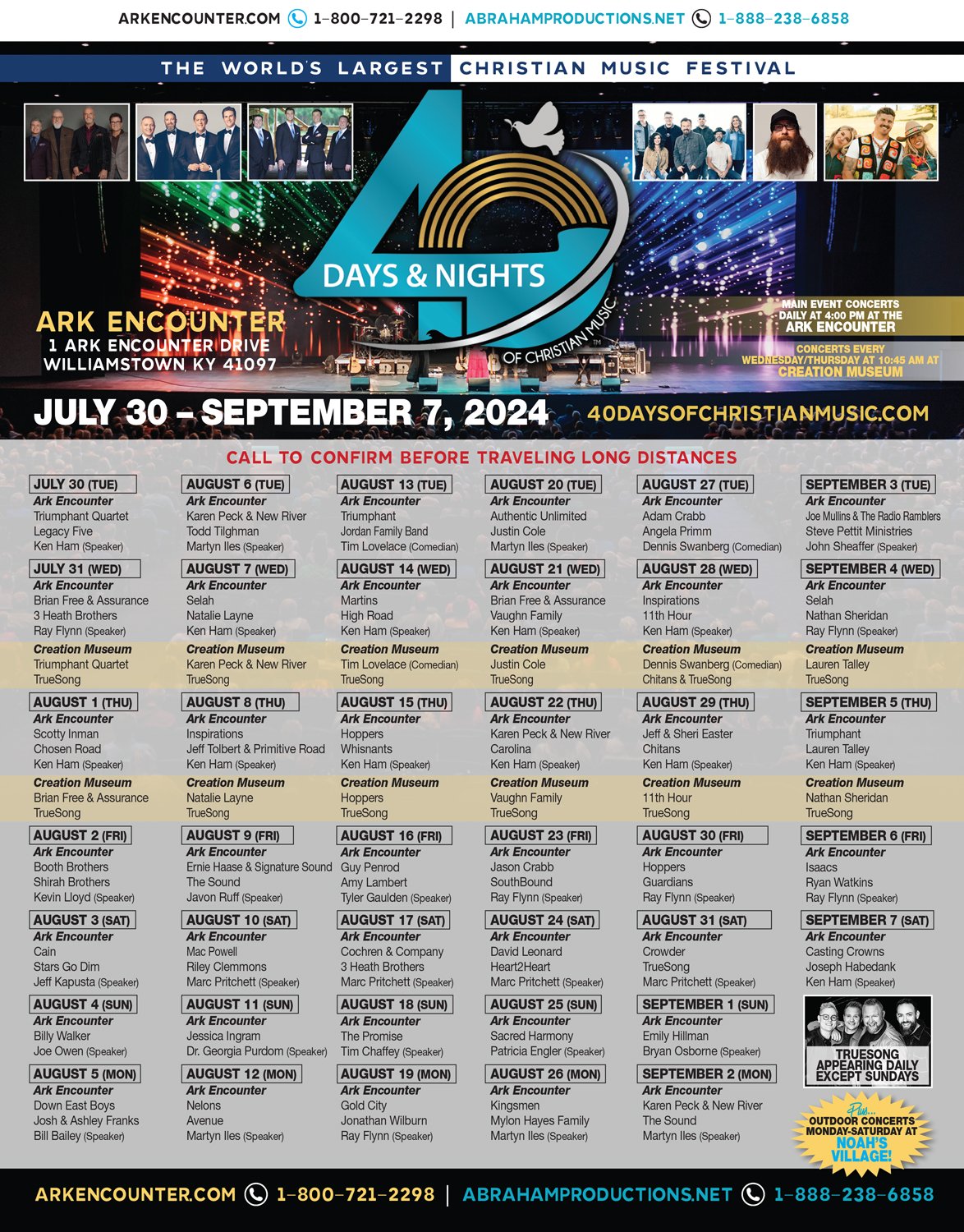 40 Days and 40 Nights of Christian Music schedule