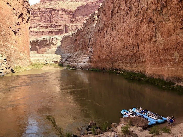 Grand Canyon river and boats