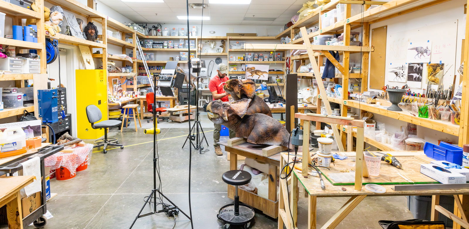 Artist working on Protoceratops