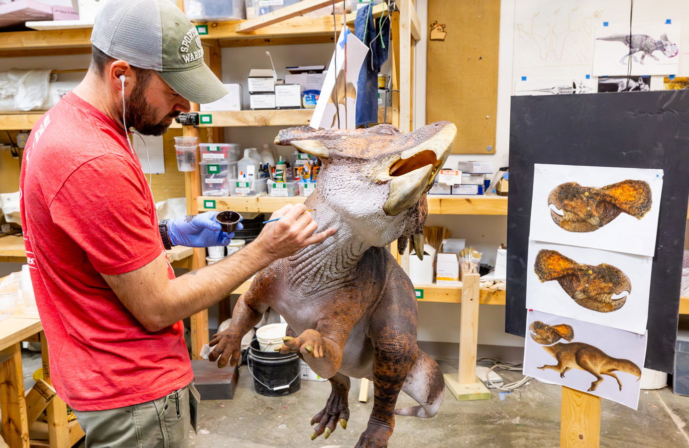 Artist working on Protoceratops