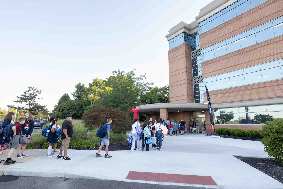 Line to enter school