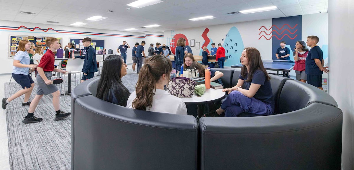 Students in a breakroom