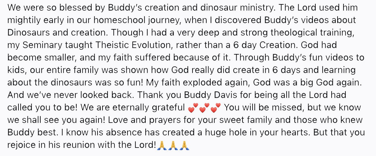 Buddy Davis Legacy Comments