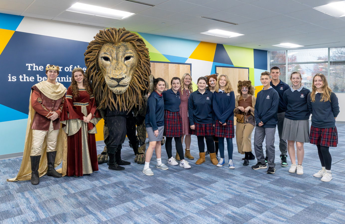 Group photo with Aslan and cast