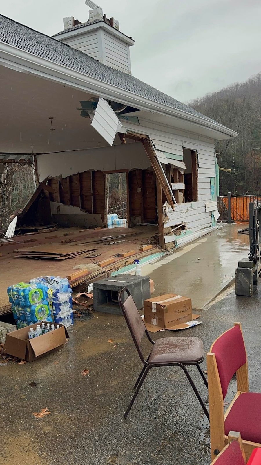 House with wall ripped wide open