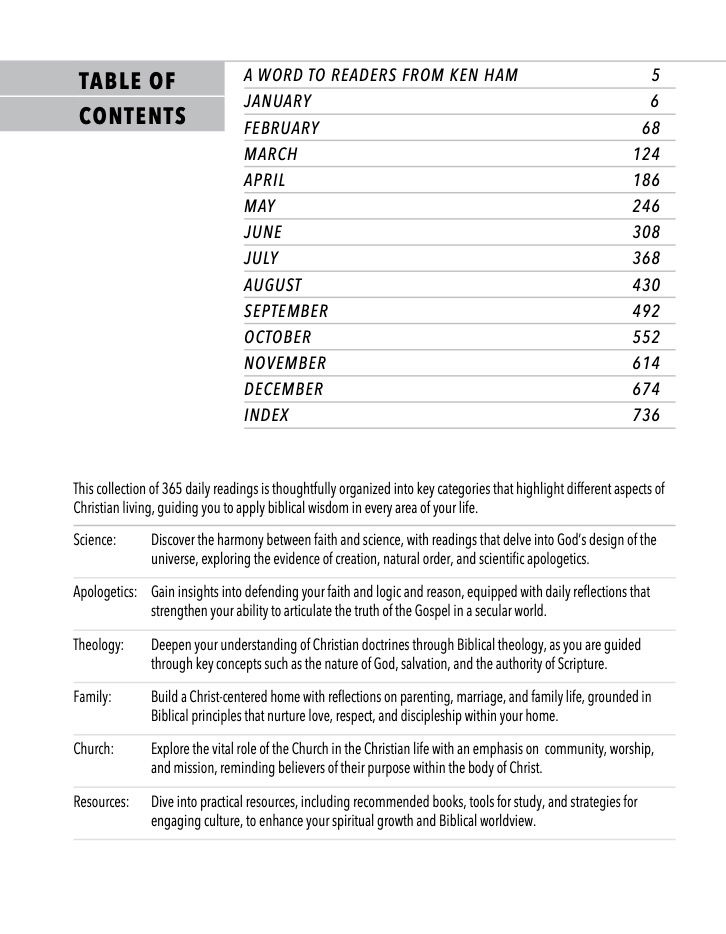 Ken Ham page table of contents