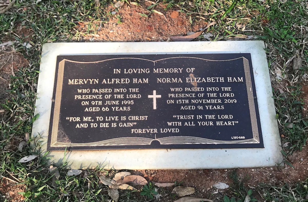 Mervyn and Norma’s gravestone