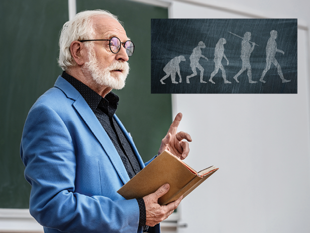a professor teaching evolution