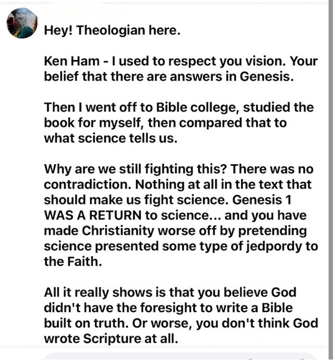 a theologian’s Facebook comment