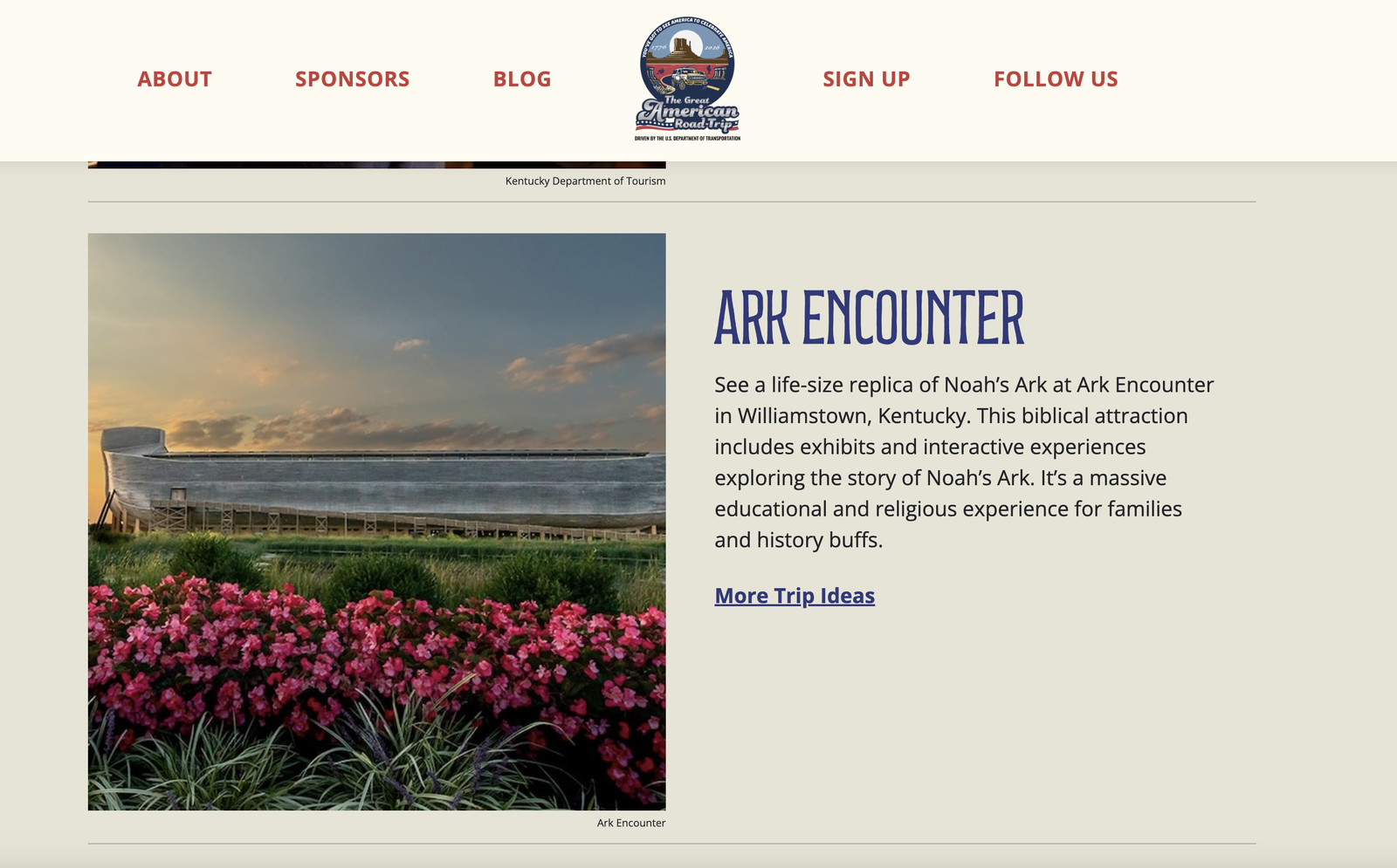 Ark Encounter on the Great American Road Trip website