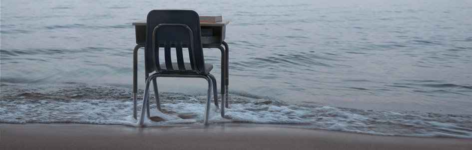 Desk chair on beach