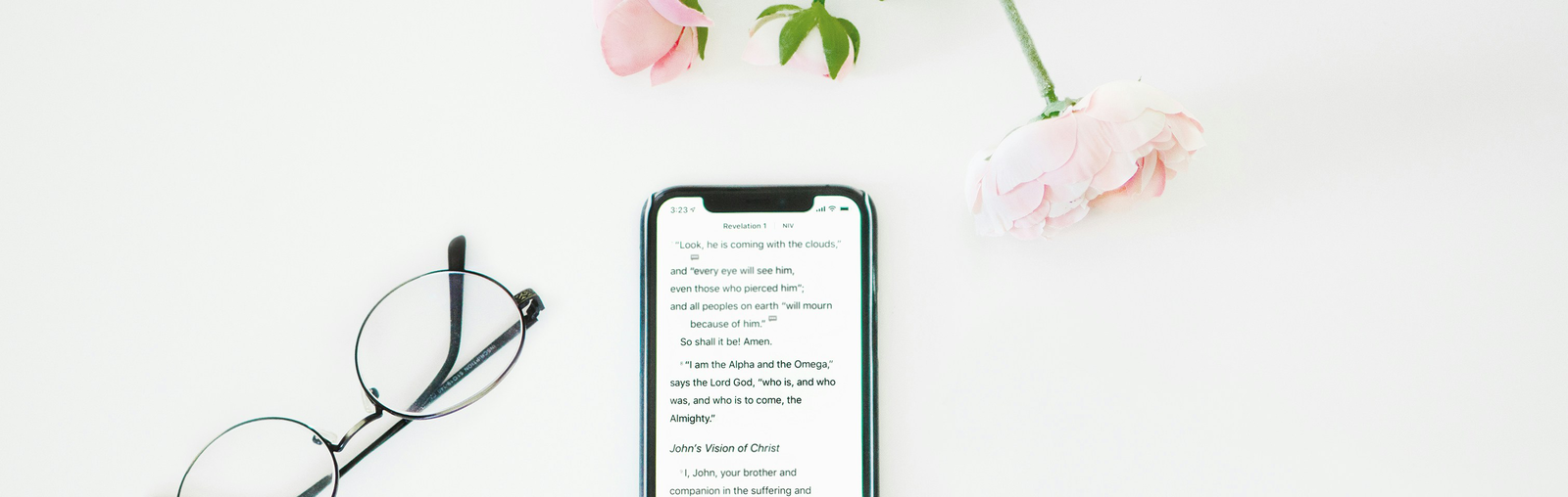 Bible app open on phone