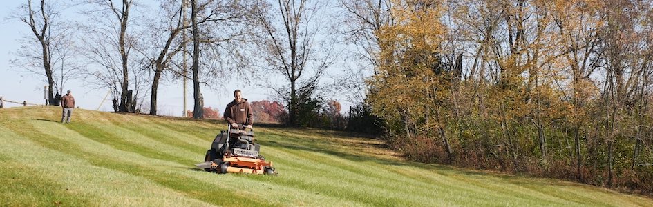 Bryan Osborne on a lawnmower