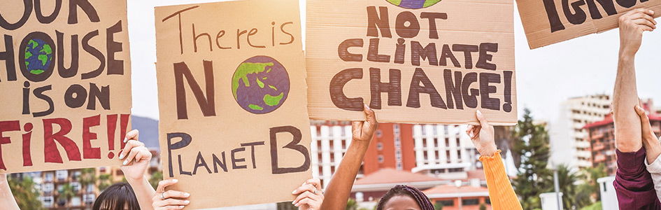 Climate change protest signs