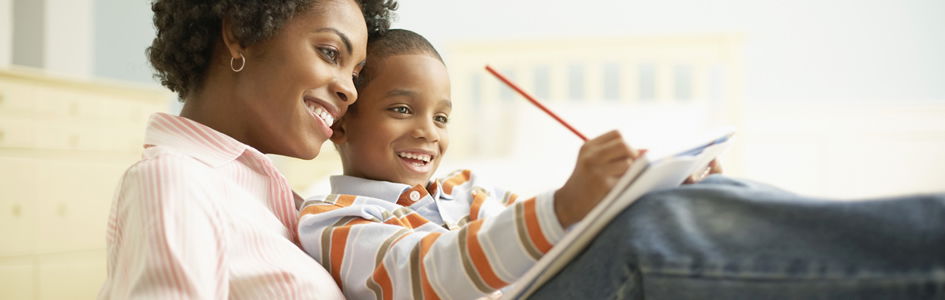 Mother and Son with Schoolwork