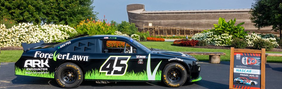 NASCAR Xfinity Driver Jeffrey Earnhardt’s #45 Car Sports Ark Encounter Logo
