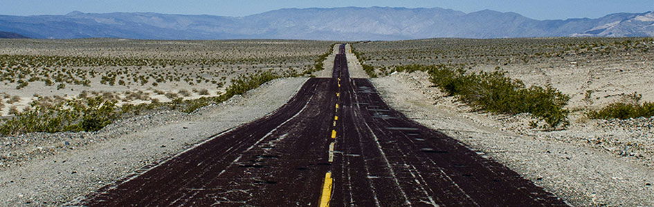 long straight highway in the desert