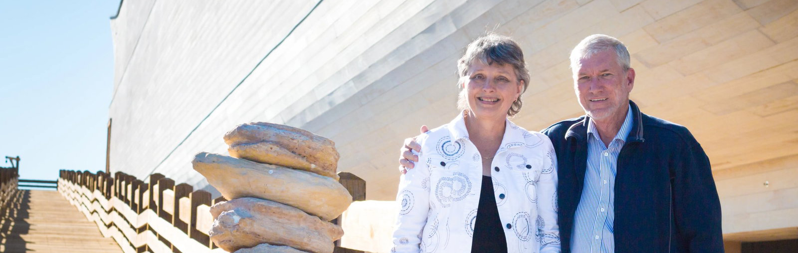 Mally and Ken Ham in front of the Ark Encounter
