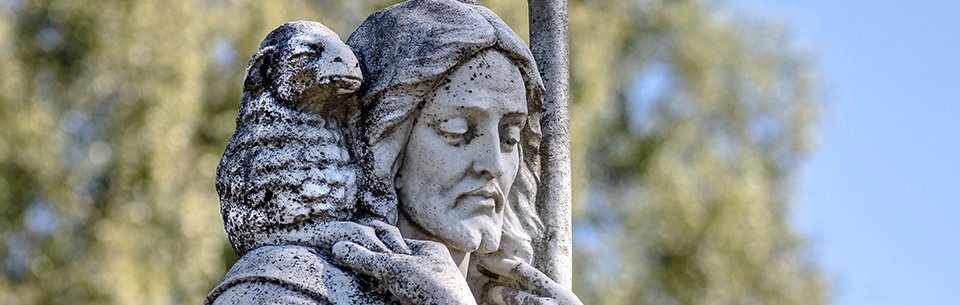 Statue of Jesus holding a sheep