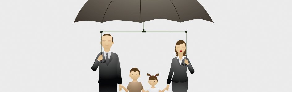 Family Under Umbrella Illustration