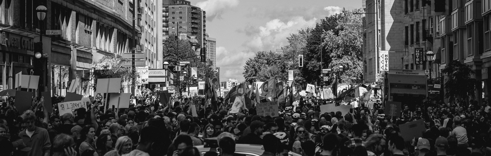 people protesting in the street