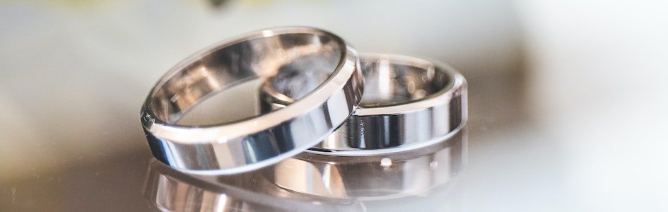 Silver colored wedding bands