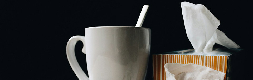 Tissues and tea on a table