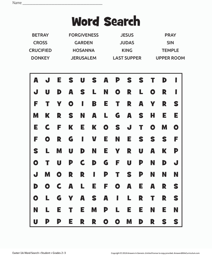 Jesus Died For Sinners Word Search