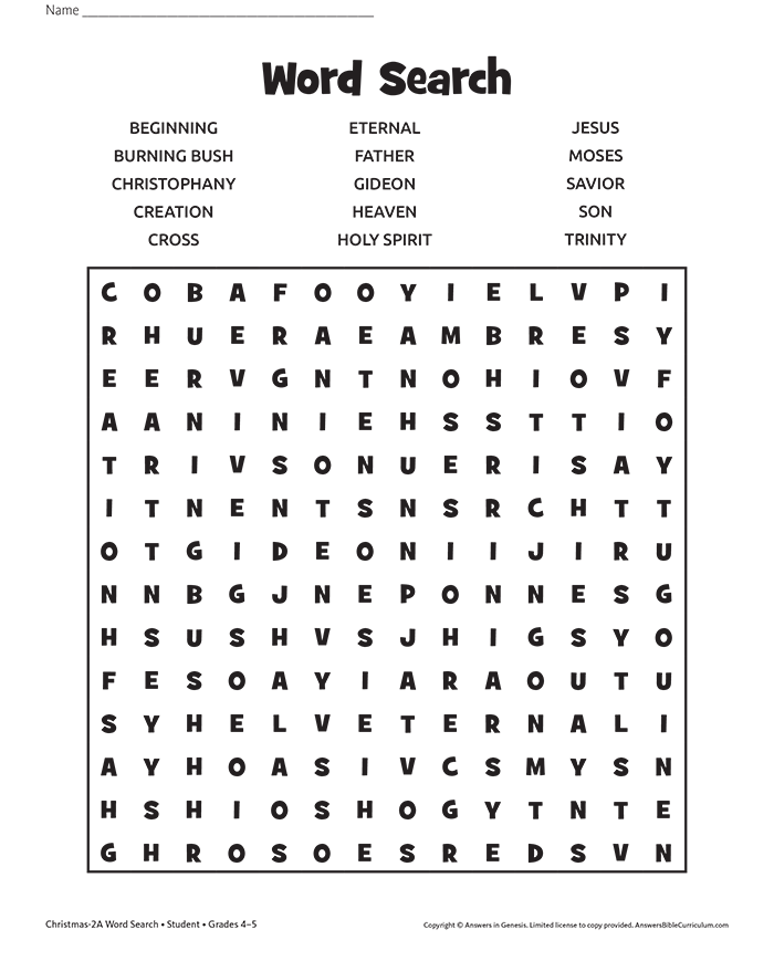 word: Jesus Word Search Puzzles