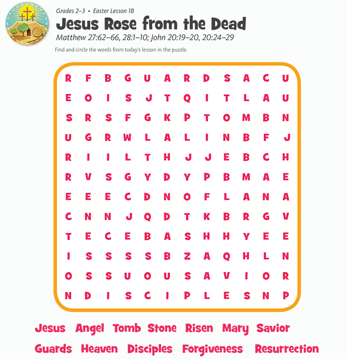 Jesus Rose from the Dead Word Search