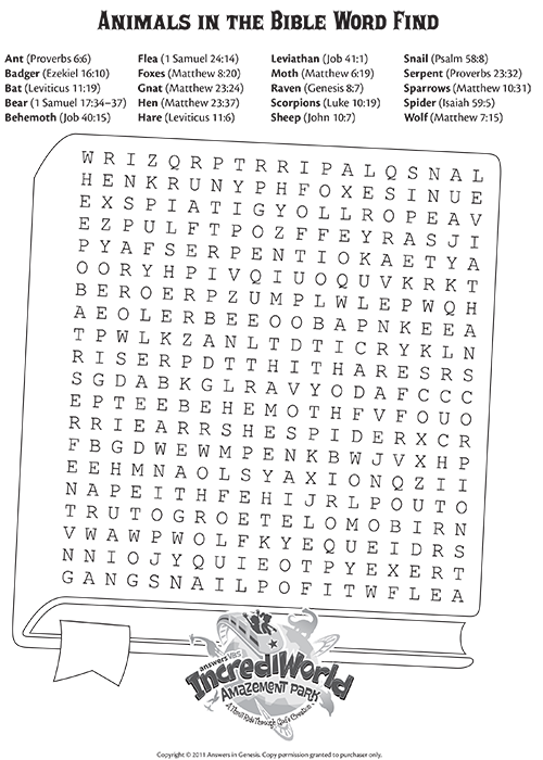 Animals in the Bible Word Find