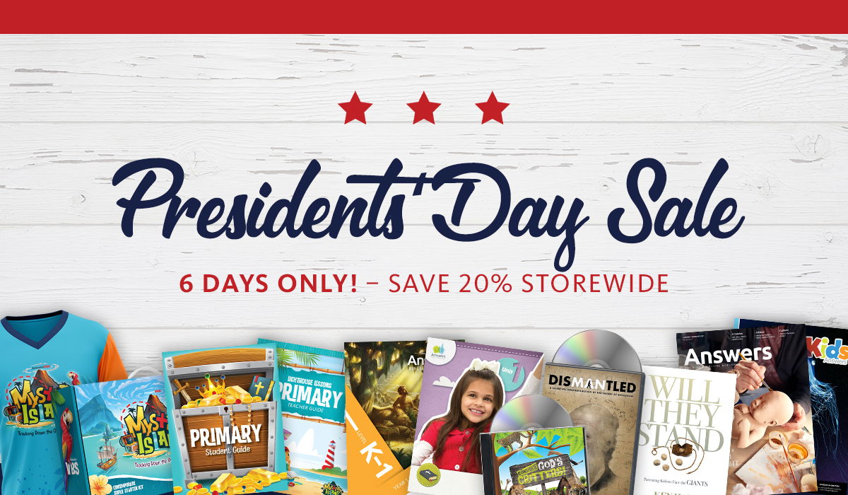 Save 20 and Get Free Shipping for President’s Day Answers in Genesis