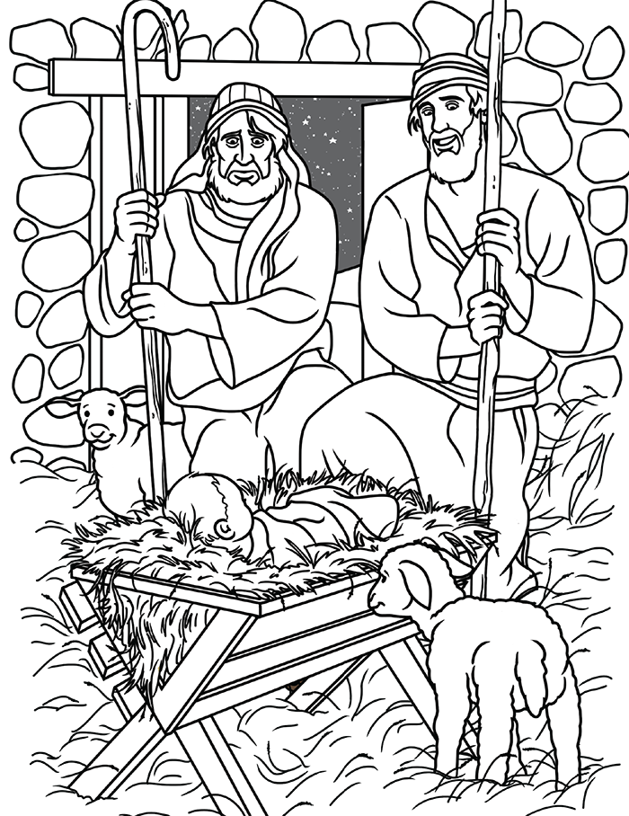 nativity coloring pages shepherds