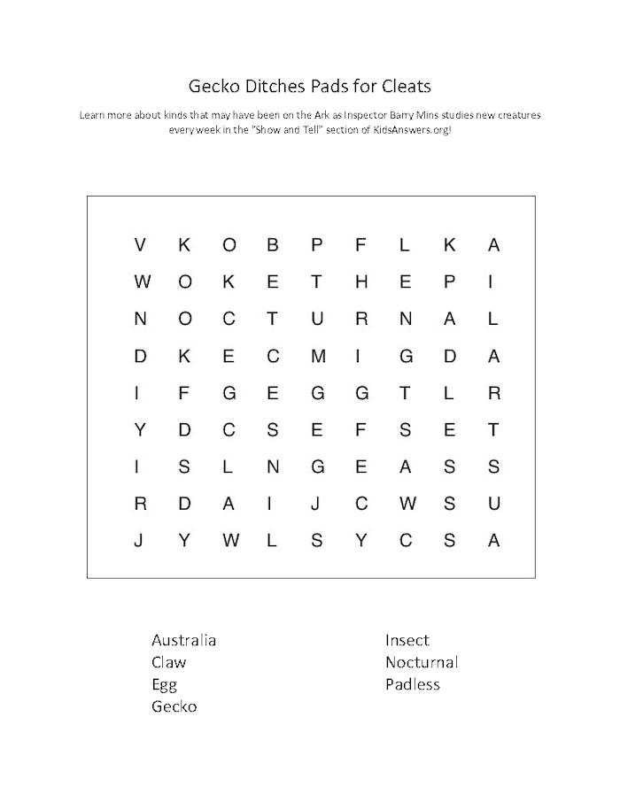 Gecko Ditches Pads for Cleats Word Search