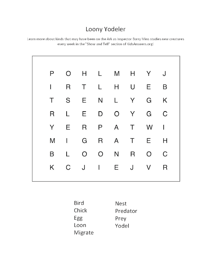 Loony Yodelers Word Search
