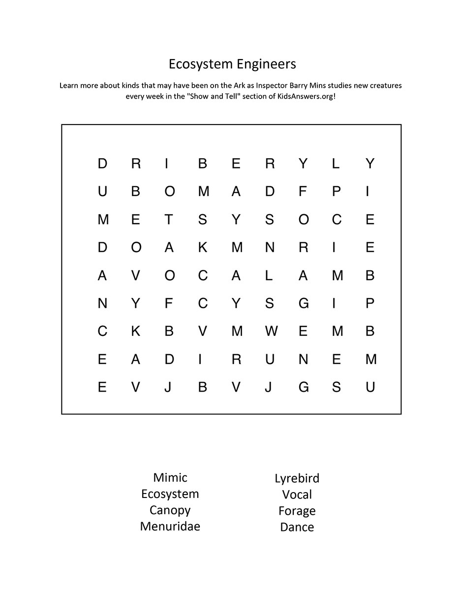 Ecosystem Engineers Word Search