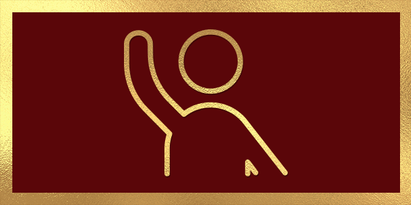volunteer waving icon with gold border