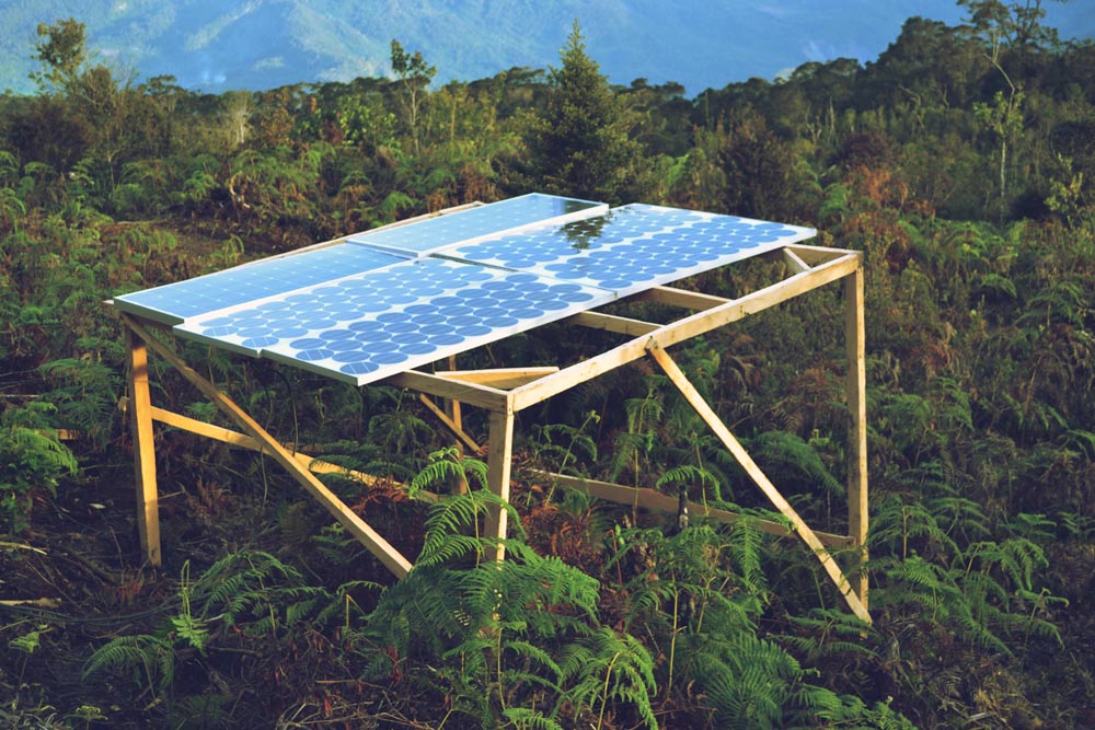 Solar panels used by the Wild family to produce electricity