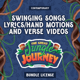 The Great Jungle Journey VBS: Contemporary Song Lyrics/Hand Motions Videos and Memory Verse Videos Bundle License to Share