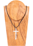Large Silver Cross Necklace: With Cord