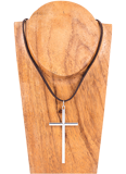 Plain Silver Cross Necklace: With Cord
